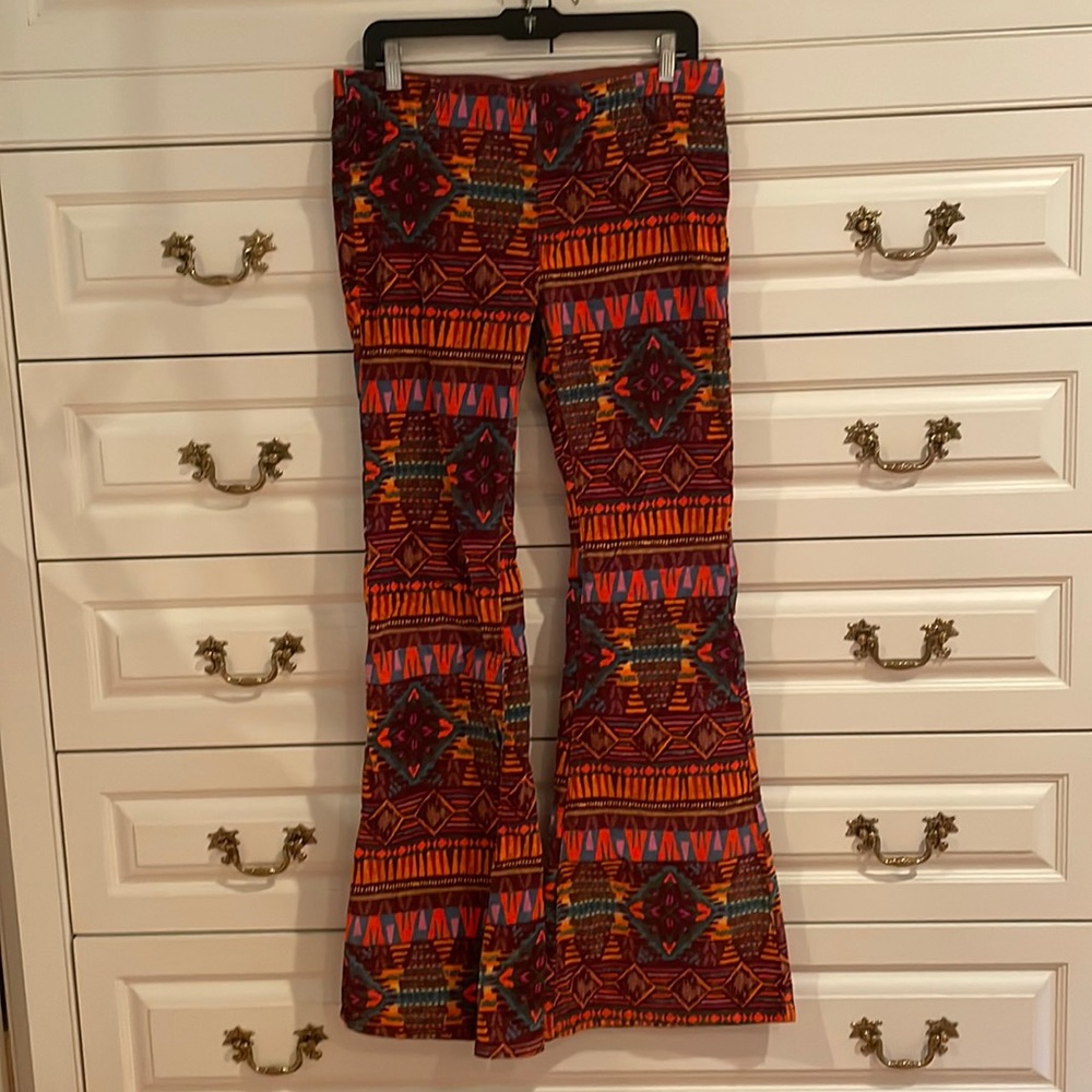 Free people pull on corduroy printed flares-on website